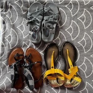 Sketchers Bamboo Yellow Anke Straps Open Toe Women's Sandals Bundle